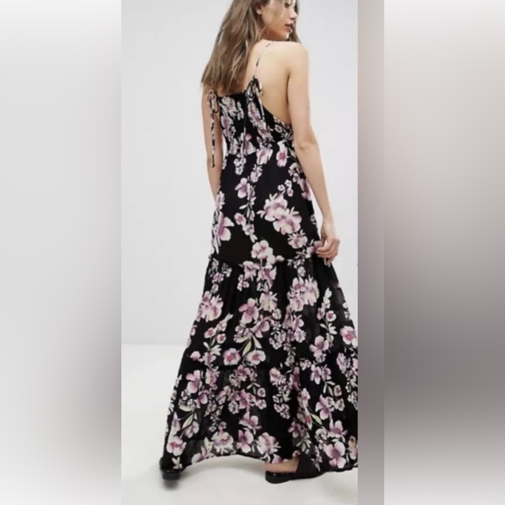 Free People Black and Pink Floral Maxi Dress. - Picture 2 of 7